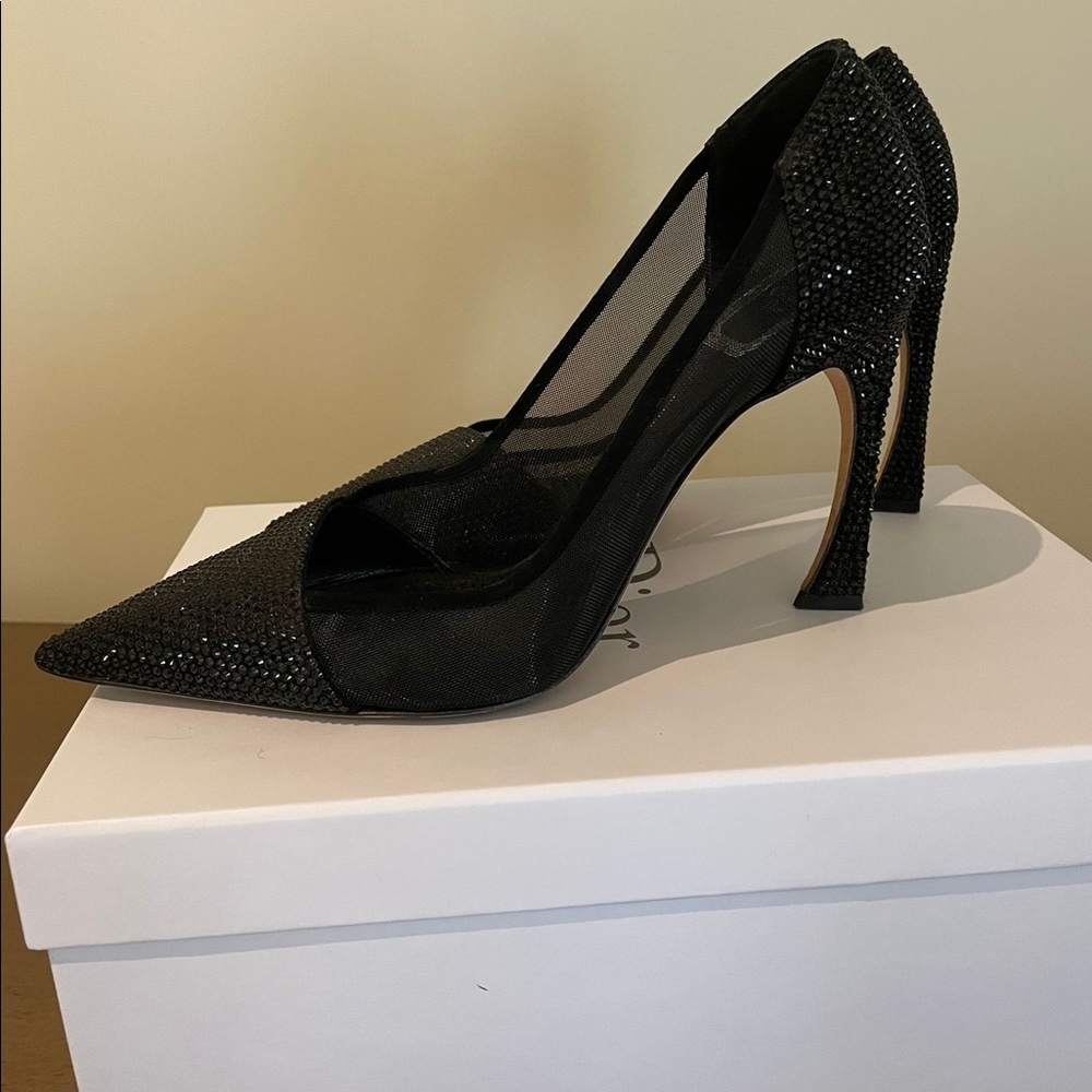 Christian Dior Suede and Satin Black Heels size 38.5 with box and dust bag - Picture 2 of 5